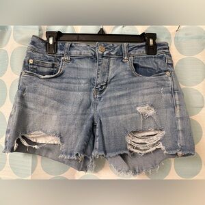 AE Ne(x)t Level Stretch Denim Distressed Midi Shorts
M, Size 10